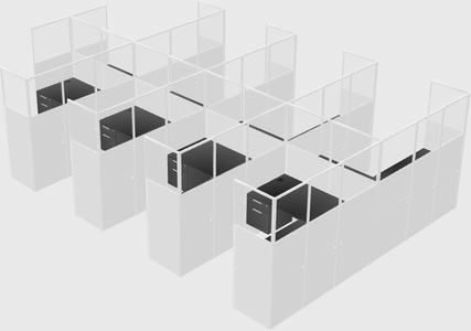 Shared l-shaped cubicle