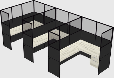 Shared l-shaped cubicle