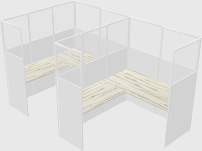 Shared l-shaped cubicle