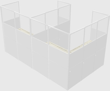 Shared l-shaped cubicle