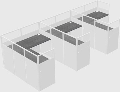 Shared l-shaped cubicle