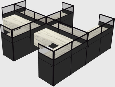 Shared l-shaped cubicle