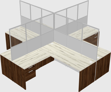 Shared l-shaped cubicles