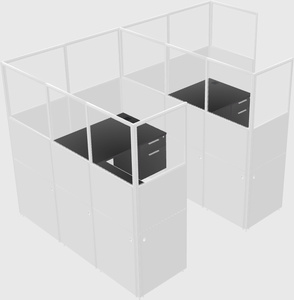 Shared l-shaped cubicle