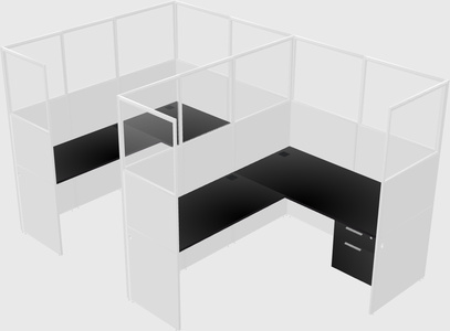 Shared l-shaped cubicle