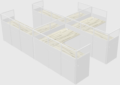 Shared l-shaped cubicle