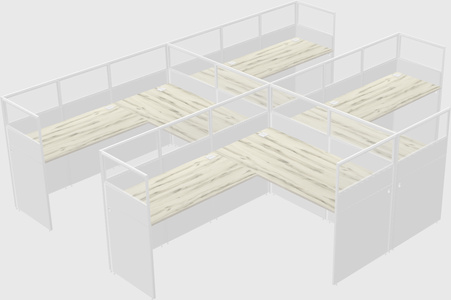 Shared l-shaped cubicle