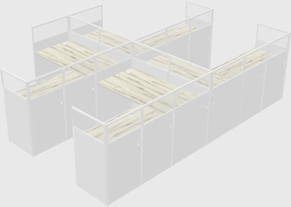 Shared l-shaped cubicle