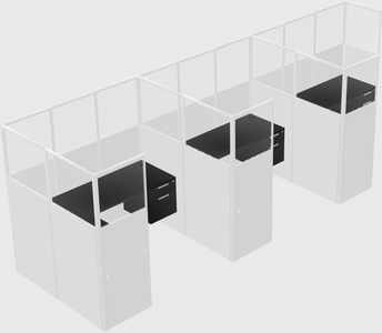 Shared l-shaped cubicle