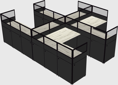 Shared l-shaped cubicle