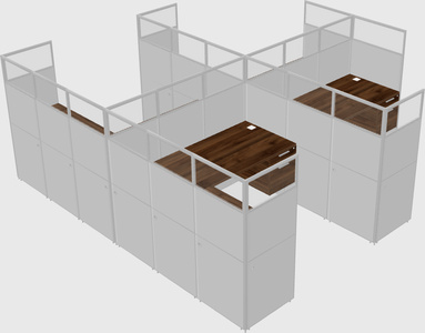 Shared l-shaped cubicle