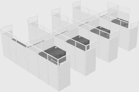 Shared l-shaped cubicle