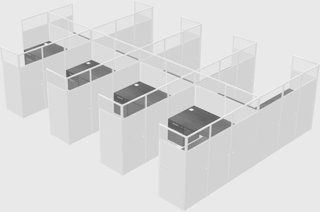 Shared l-shaped cubicle