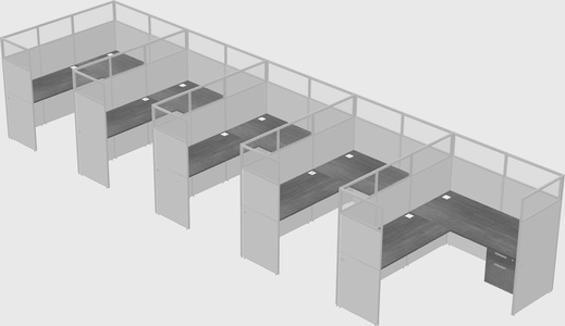 Shared l-shaped cubicle