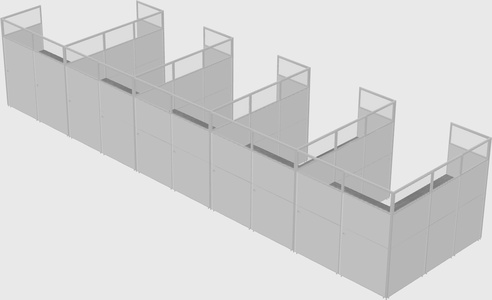 Shared l-shaped cubicle