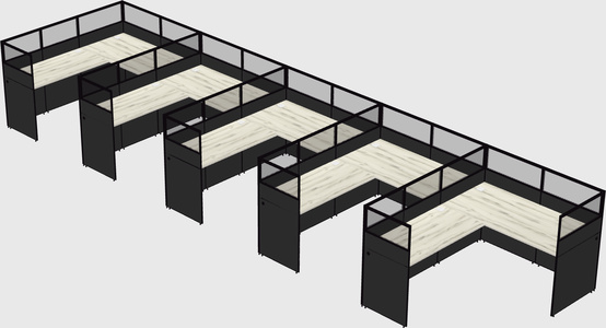 Shared l-shaped cubicle