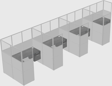 Shared l-shaped cubicle