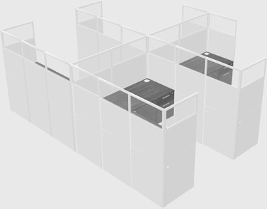 Shared l-shaped cubicle