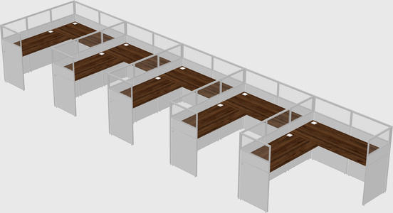 Shared l-shaped cubicle