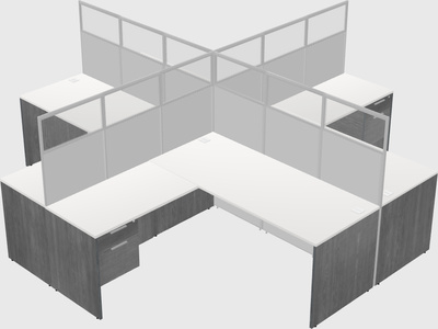 Shared l-shaped cubicles
