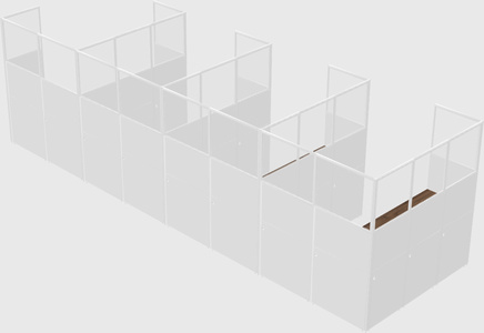 Shared l-shaped cubicle