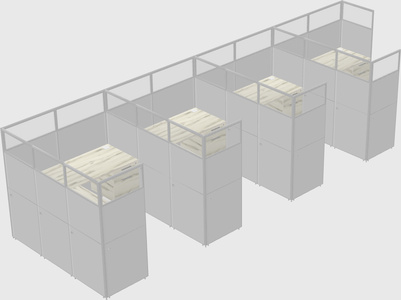 Shared l-shaped cubicle