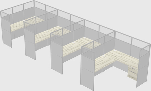 Shared l-shaped cubicle
