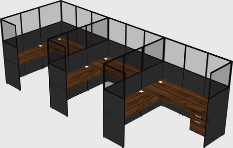 Shared l-shaped cubicle