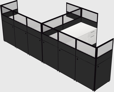 Shared l-shaped cubicle