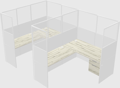Shared l-shaped cubicle