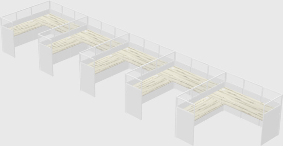 Shared l-shaped cubicle
