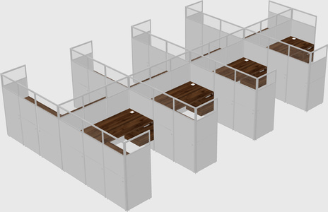 Shared l-shaped cubicle