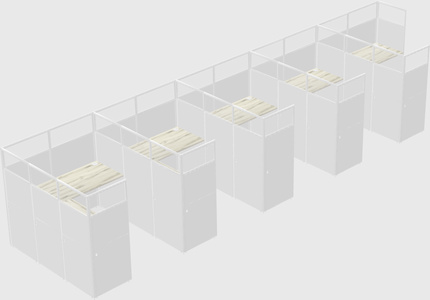 Shared l-shaped cubicle