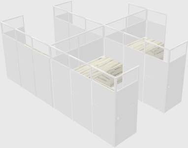 Shared l-shaped cubicle