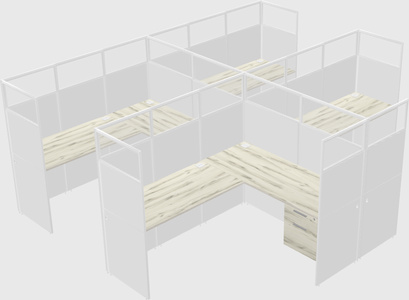 Shared l-shaped cubicle