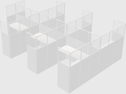 Shared l-shaped cubicle