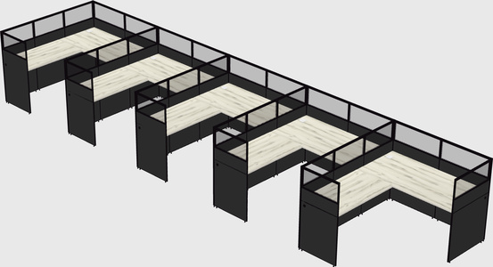 Shared l-shaped cubicle