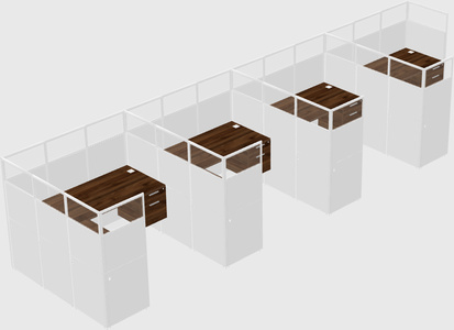 Shared l-shaped cubicle