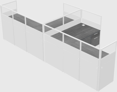 Shared l-shaped cubicle
