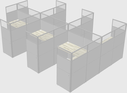 Shared l-shaped cubicle