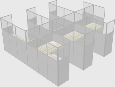 Shared l-shaped cubicle