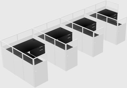 Shared l-shaped cubicle