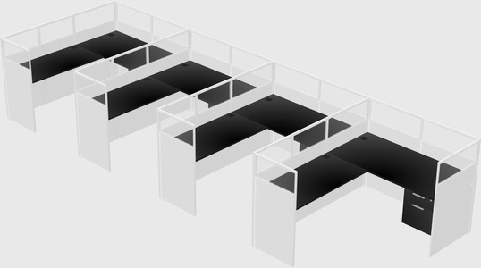 Shared l-shaped cubicle