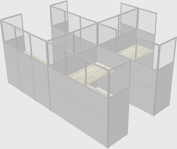 Shared l-shaped cubicle