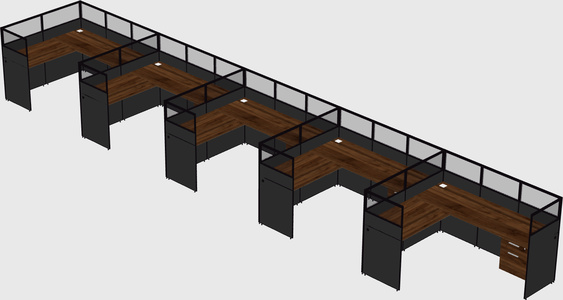 Shared l-shaped cubicle