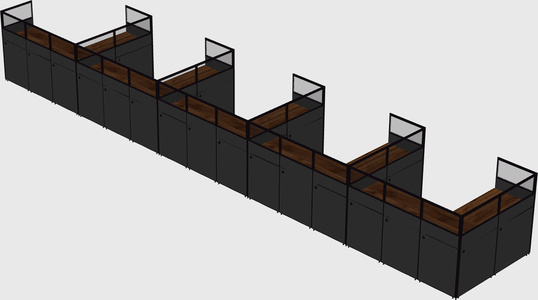 Shared l-shaped cubicle