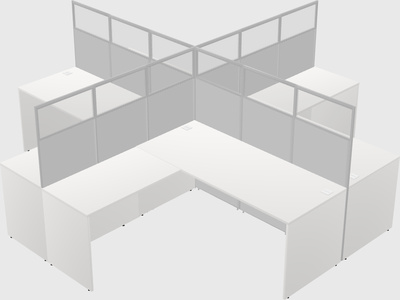 Shared l-shaped cubicles