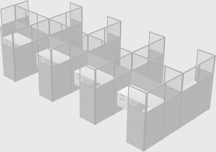 Shared l-shaped cubicle