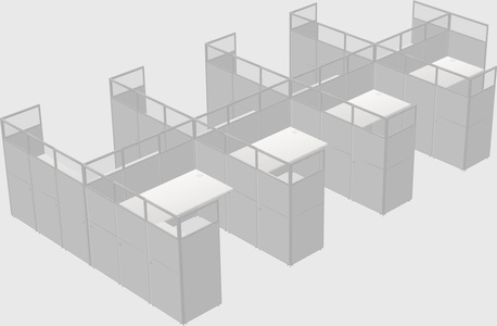 Shared l-shaped cubicle