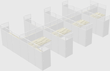 Shared l-shaped cubicle